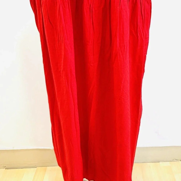 NWT CROFT & BARROW Women Sleeveless Full Length Shirred Red Maxi Dress Size 3X - Picture 10 of 14